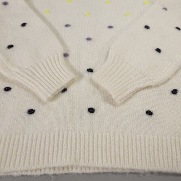 Loft Bobble Sweater Womens XXS Cream Gradient Polka Dot Knit Mock Neck 80s Retro - Picture 13 of 16